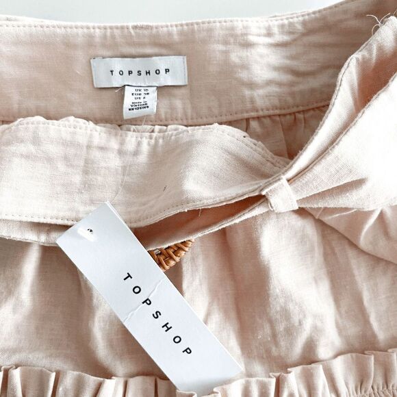 Topshop Womens Mini Skirt Pleated Buckle Accent Blush Pink Size 6 NWT - Picture 5 of 8
